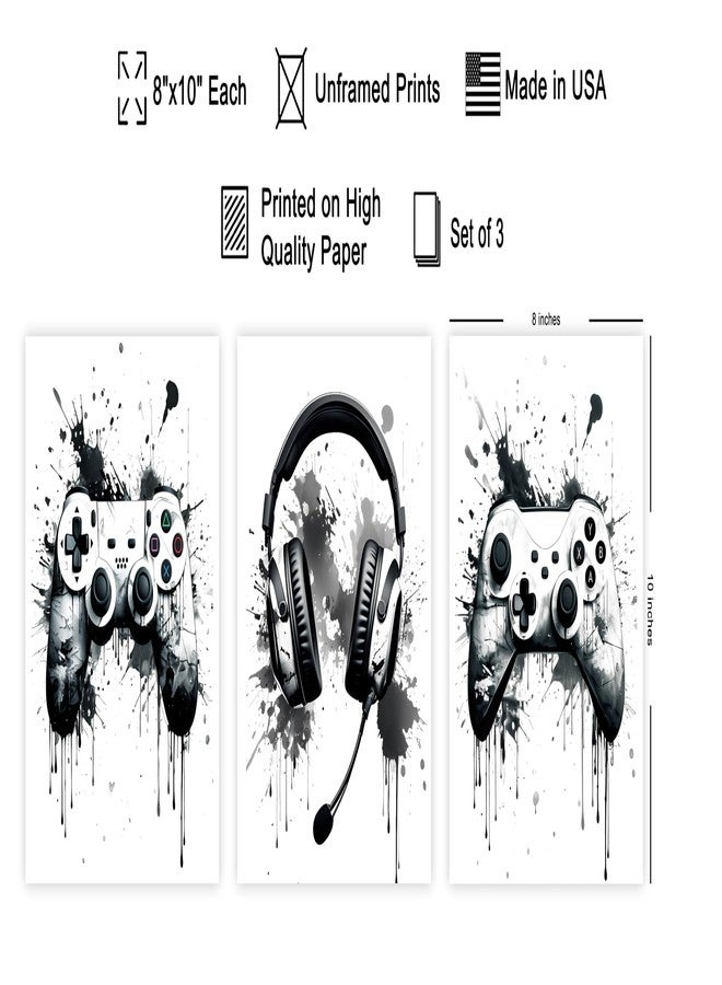 Poster Master مجموعة ملصقات ألعاب فيديو من ثلاث قطع - ملصق ألعاب - فن لمحبي الألعاب - تصميم عصري بالأبيض والأسود - ديكور بسيط لغرفة الألعاب أو غرفة المراهقين - لوحة جدارية بدون إطار مقاس 8×10 بوصة - Image 2